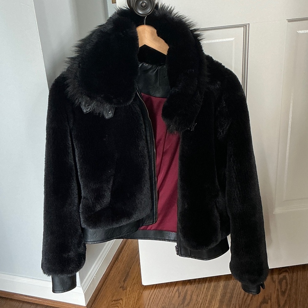 Blank NYC Black Faux Fur Teddy Jacket